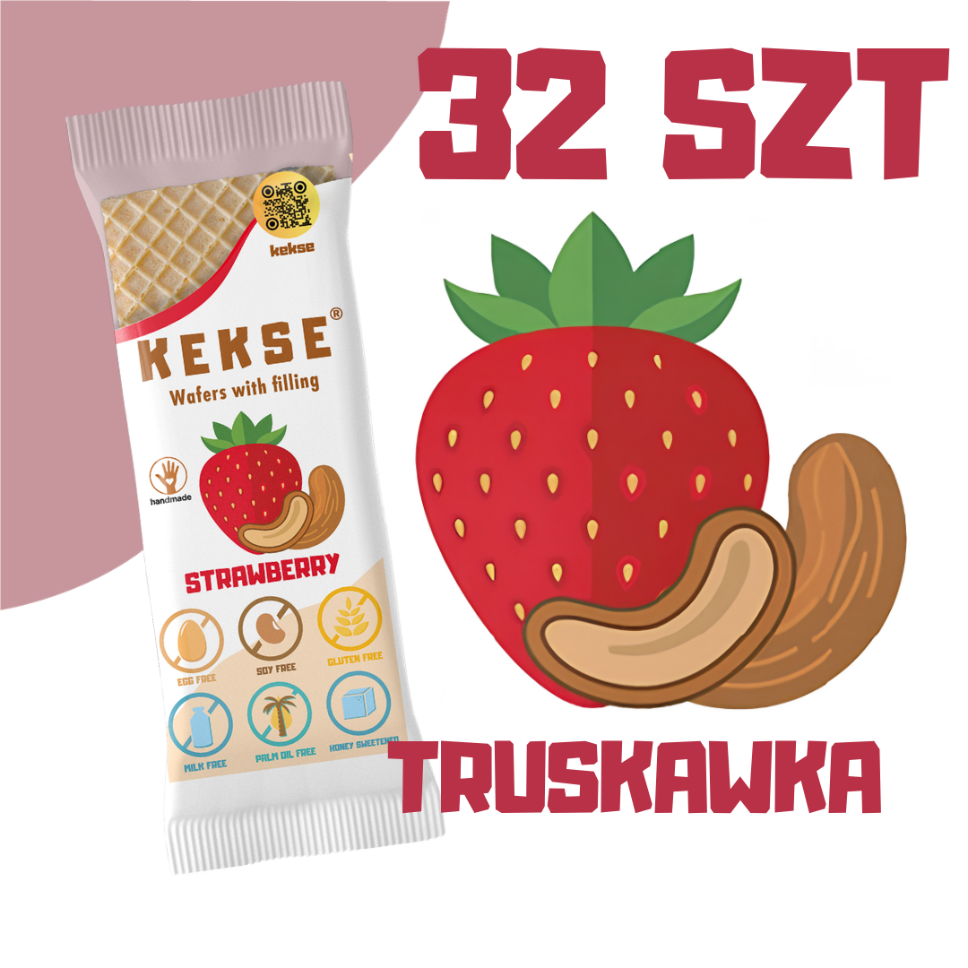 KEKSE Wafle Truskawkowe 32 szt.