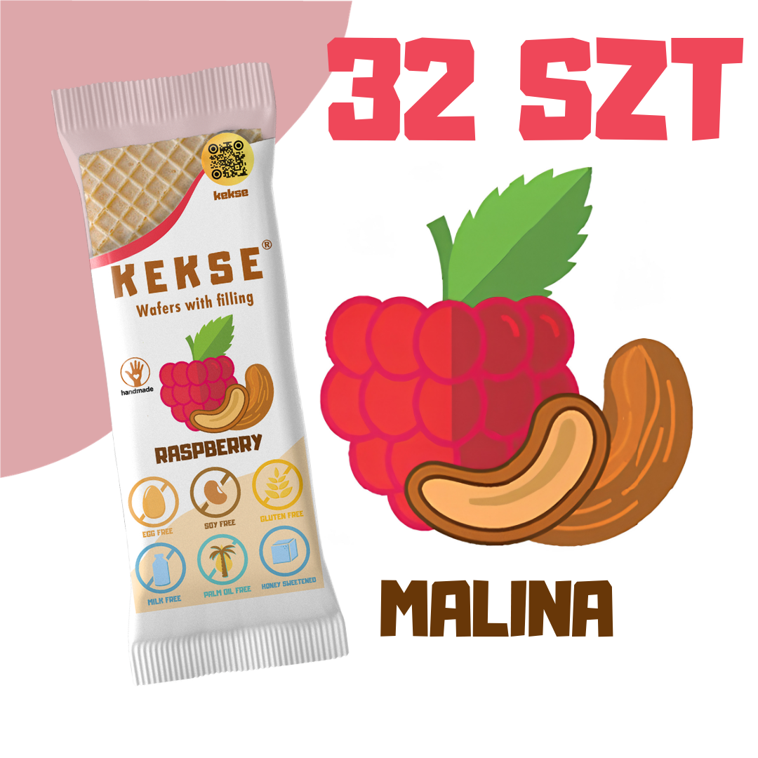 KEKSE Wafle Malinowe 32 szt.