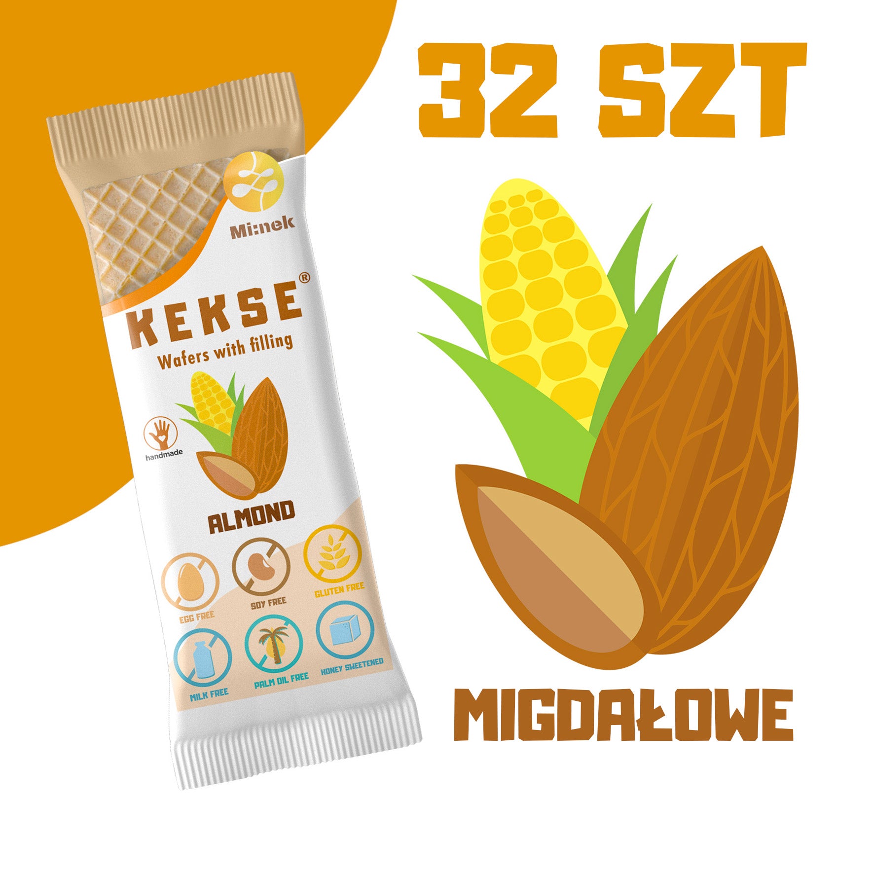 KEKSE Wafle Migdałowe 32 szt.