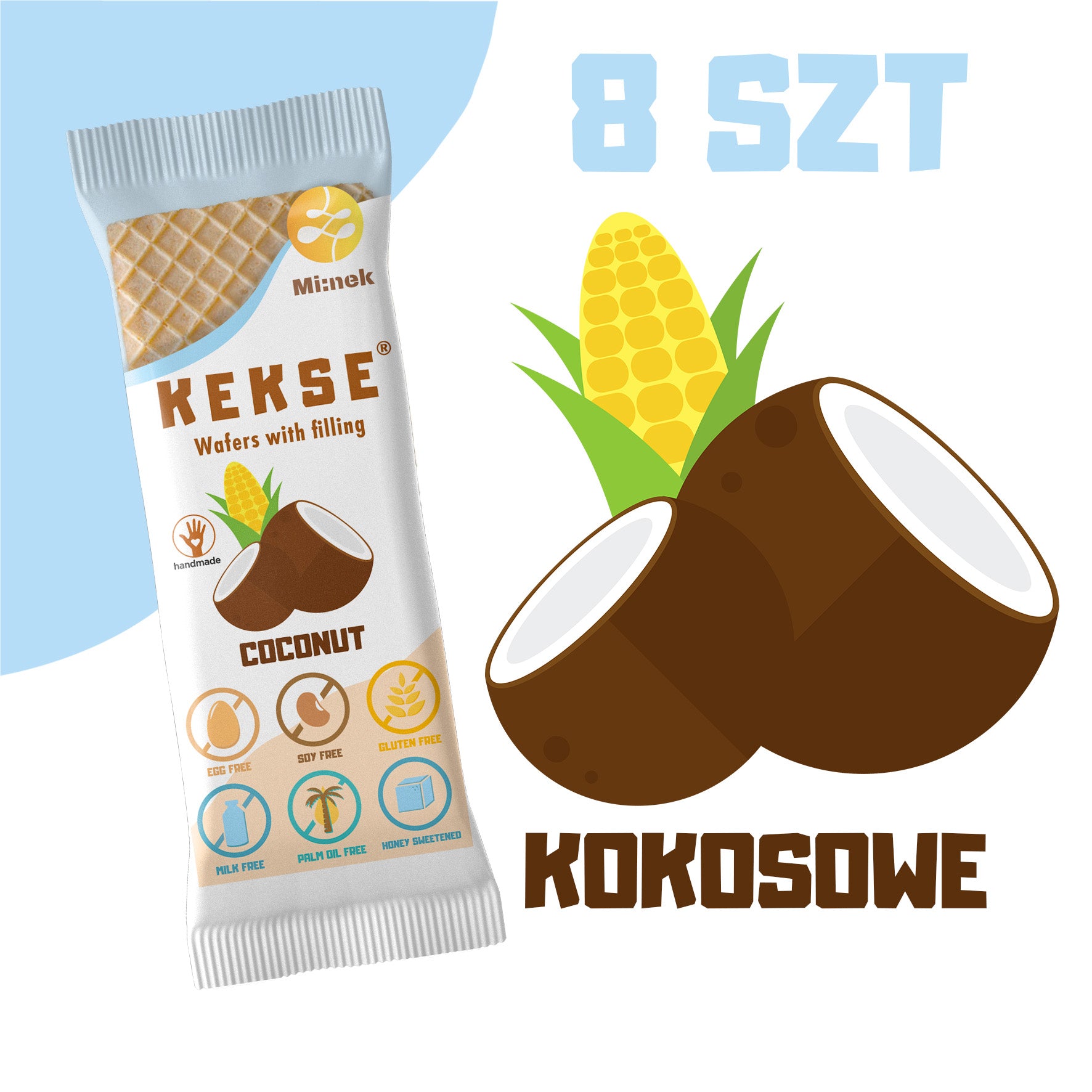 KEKSE Wafle Kokosowe 8 szt.