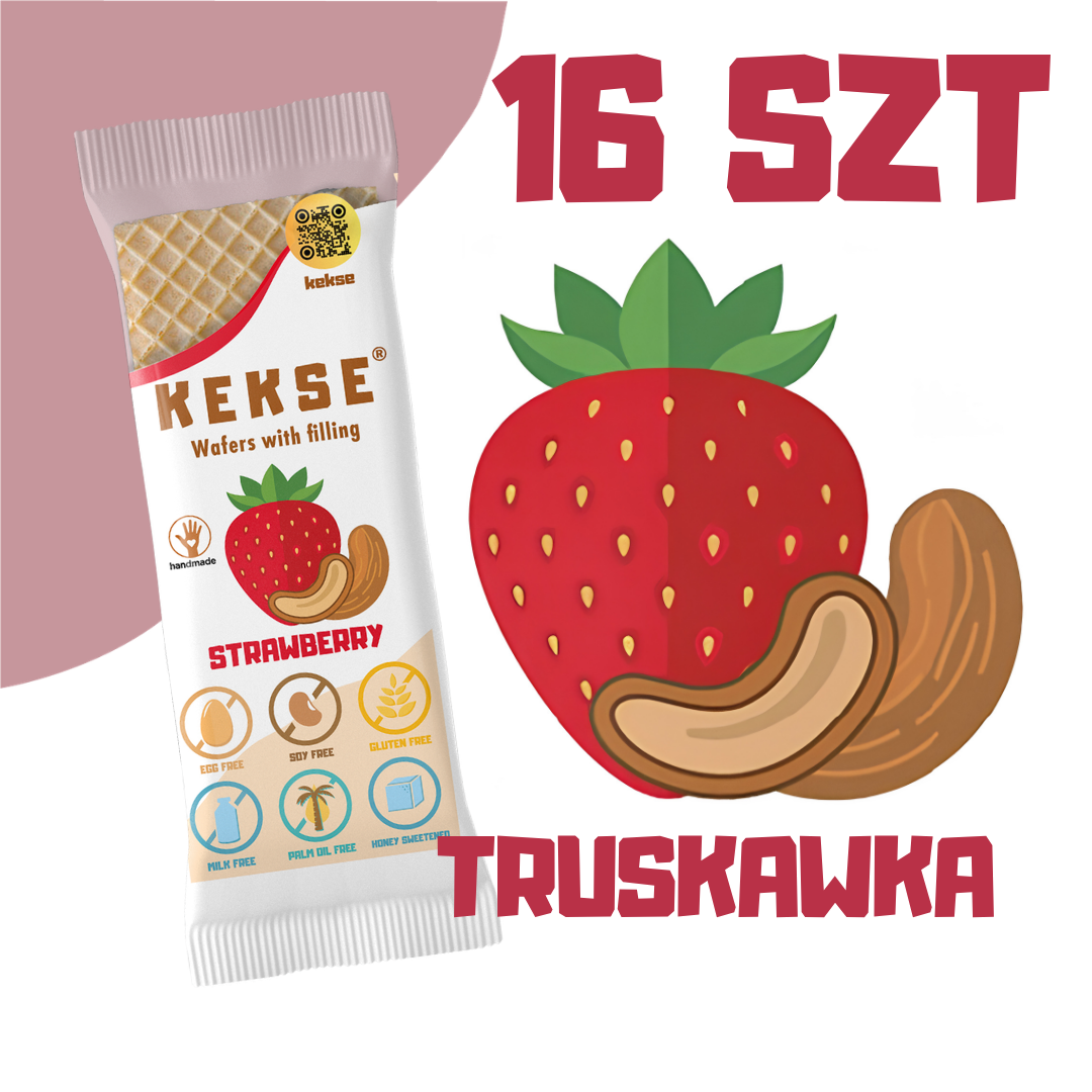 KEKSE Wafle Truskawkowe 16 szt.
