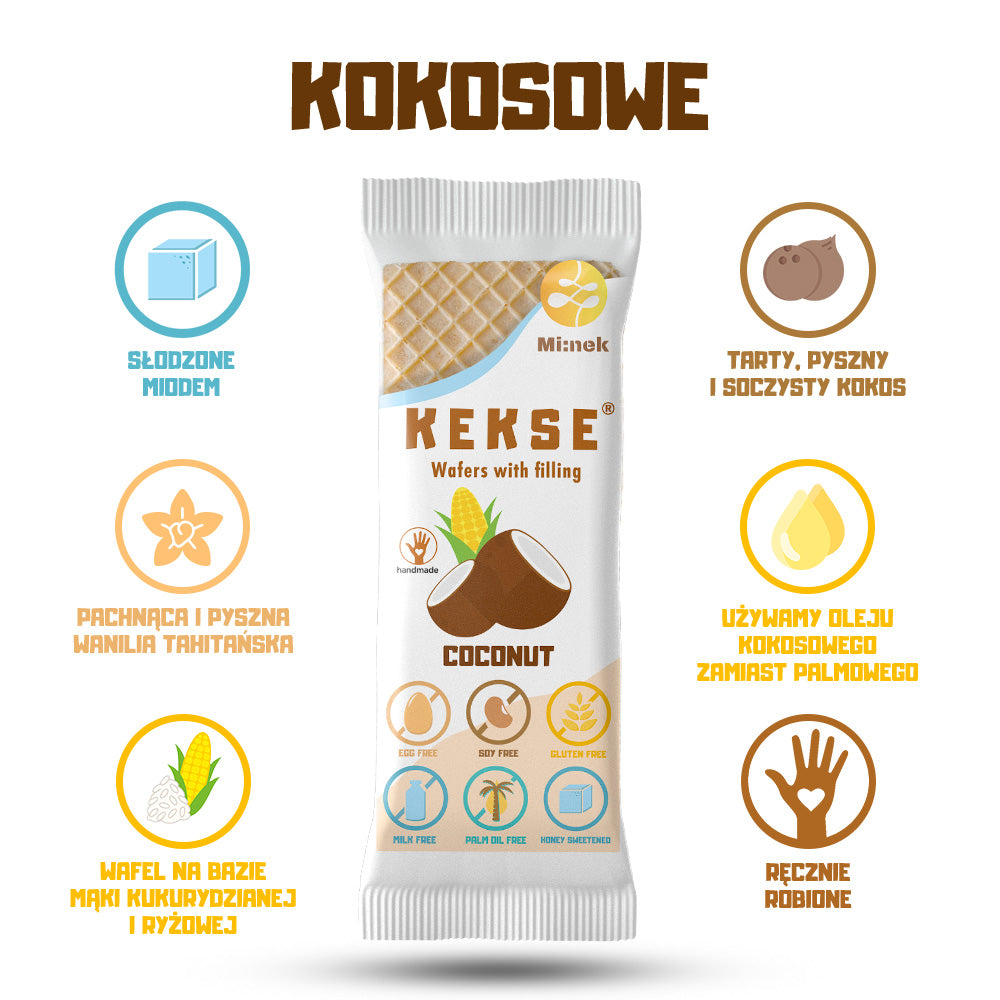 KEKSE Wafle Kokosowe 16 szt.