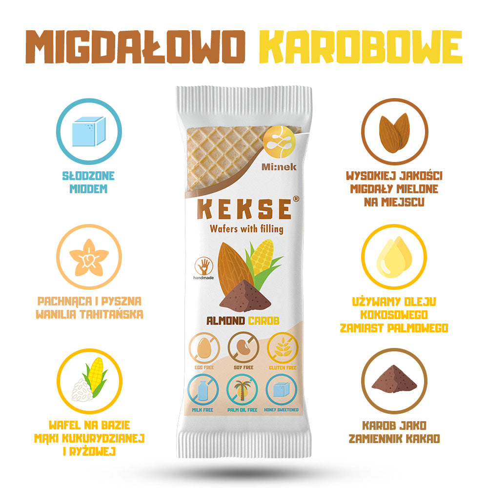 KEKSE Wafle migdałowo-karobowe 16 szt.